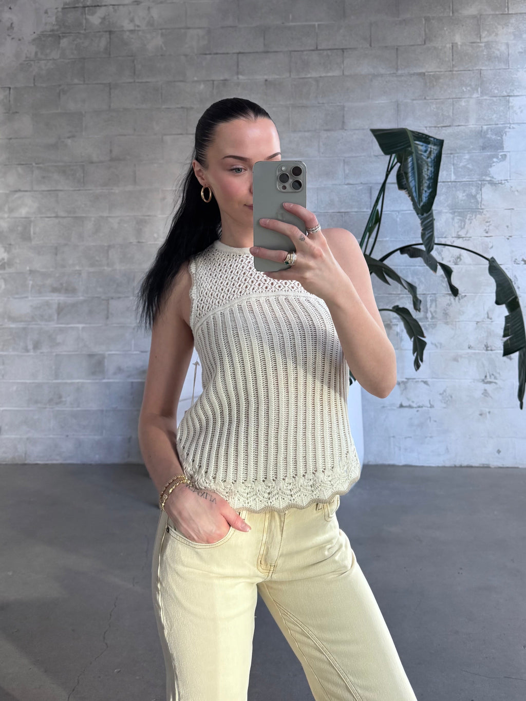 DEX Textured Knit Sleeveless Top