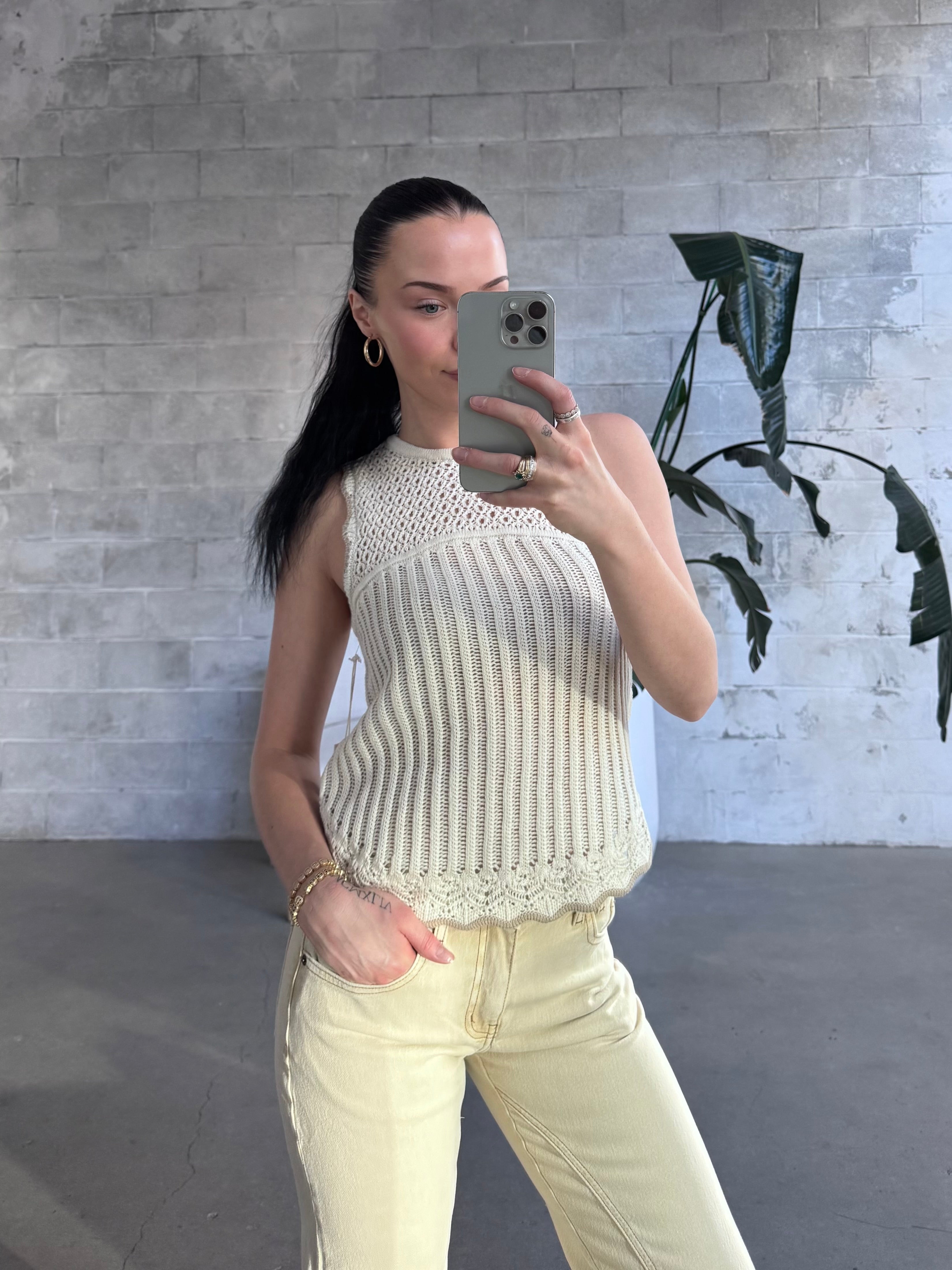 DEX Textured Knit Sleeveless Top