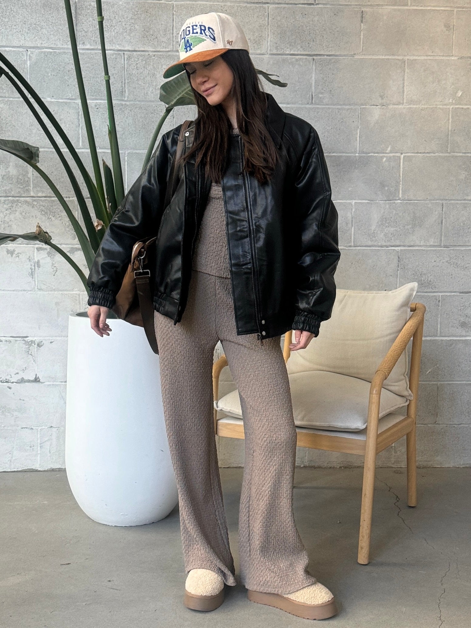 BLACK TAPE Textured Drop Shoulder Top and Wide Leg Pant Set