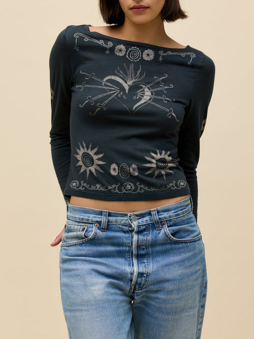 DAYDREAMER Sacred Heart Boatneck Long Sleeve