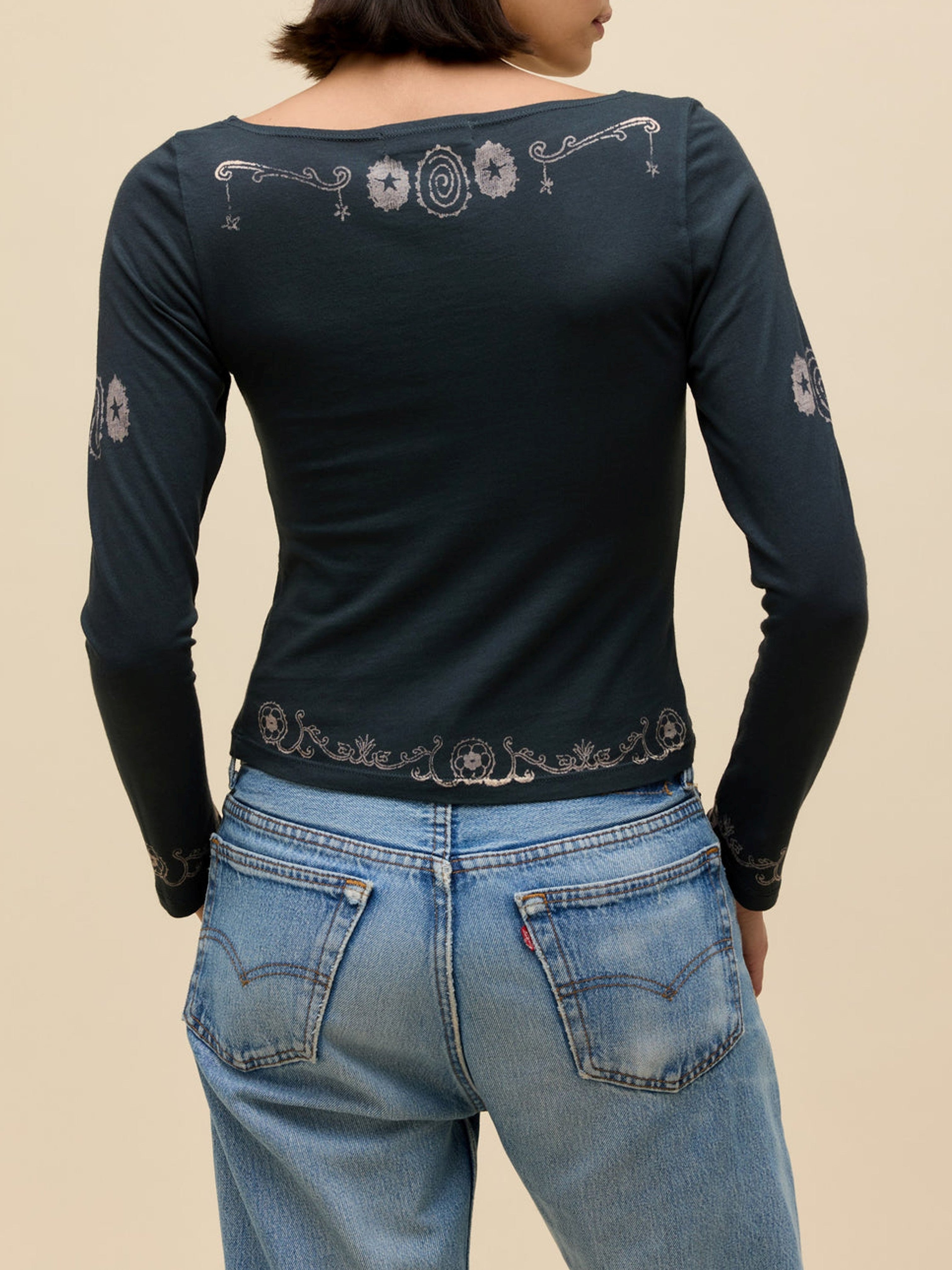 DAYDREAMER Sacred Heart Boatneck Long Sleeve